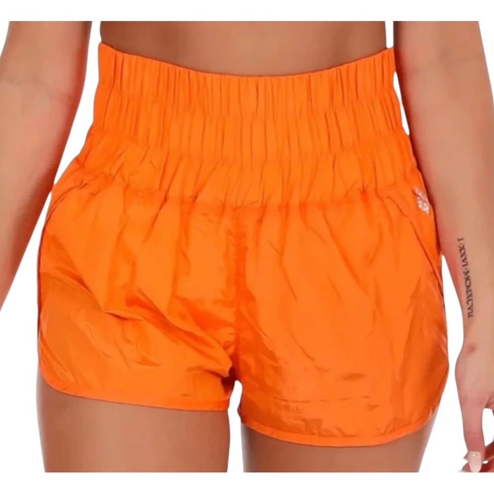 FREE PEOPLE FP MOVEMENT The Way Home Shorts NEON ORANGE Burning Up Lined SZ M